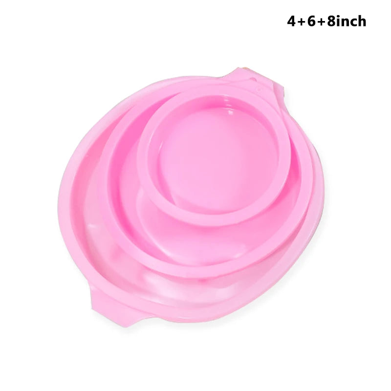 FAIS DU 2-8pcs Silicone Cake Pan 4/6/8inch Round Cake Layer Set Silicone Bakeware Mold for Baking Tools Rainbow Cake and Mousse
