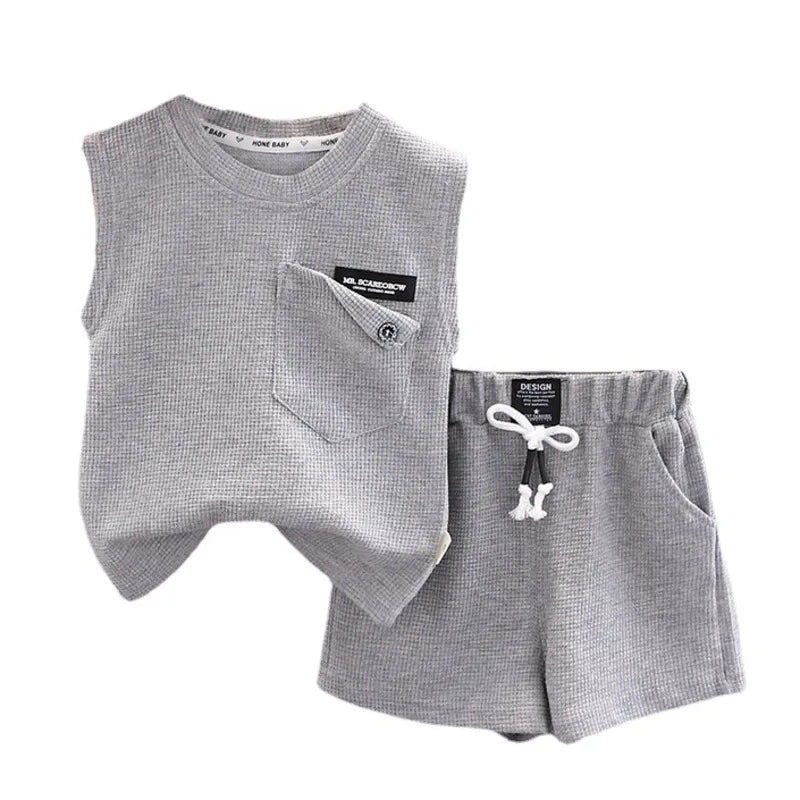 Summer Clothes Children Boys Vest Shorts 2Pcs/Sets