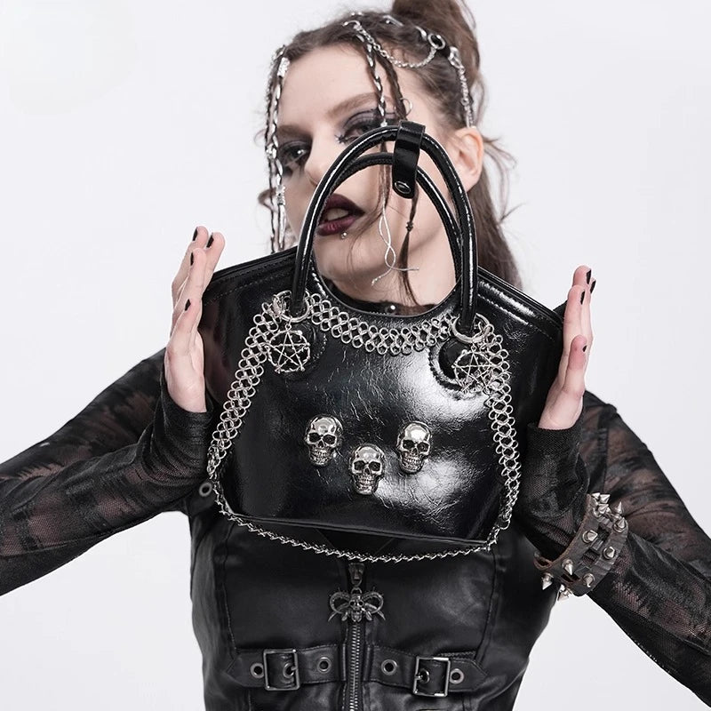 Devil Fashion Gothic Bucket Bag – Portable Punk Crossbody Handbag for Women