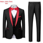 Men's Solid Color Suit Jacket Blazer Waistcoat Vest Pants Set M-6XL