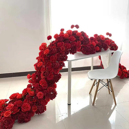 1m 2m Luxury Flower Row Runner Artificial Flowers for Table Centerpiece Wedding Decoration Mix Flowers Backdrop Wall Arches Deco