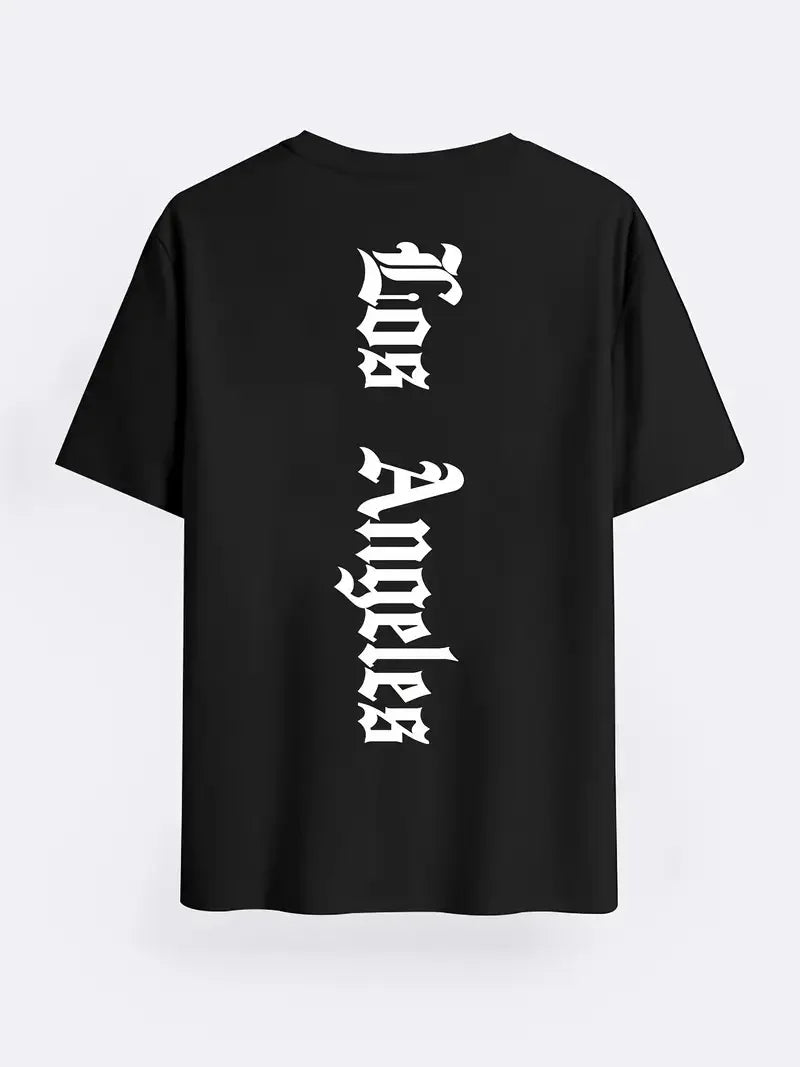 Men’s LA Graphic Tee – 100% Cotton Loose Fit Summer Shirt