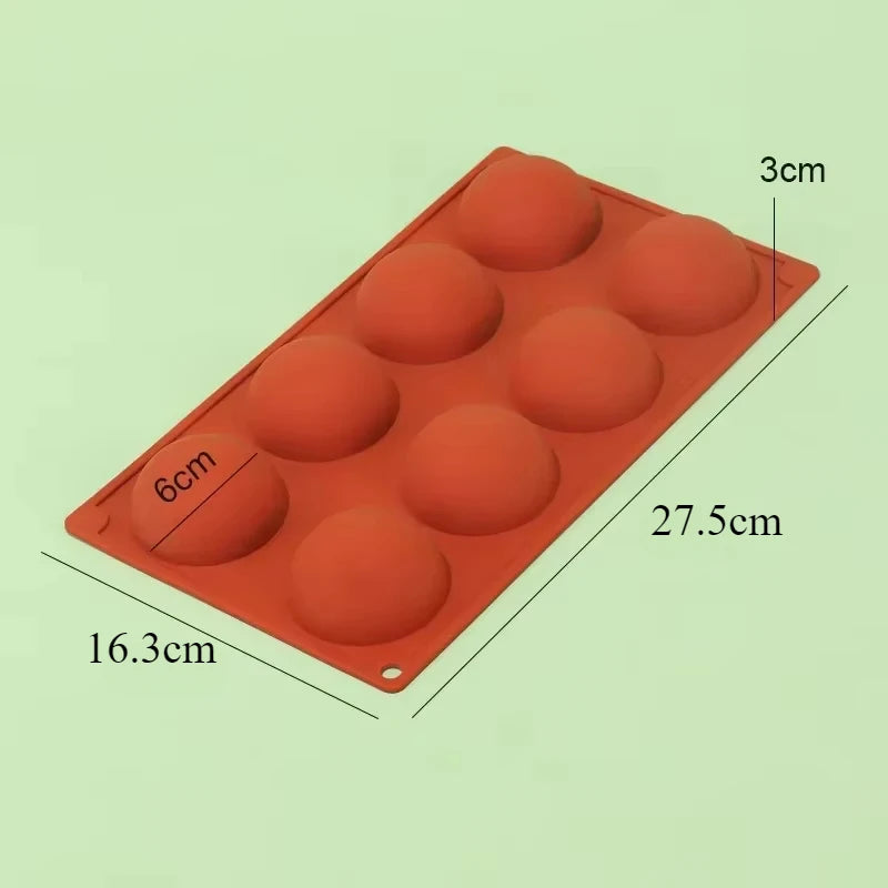 6/8/15/24 Holes Half Ball Sphere Round Silicone Mold 3D Brownie Pudding Mousse Chocolate Dessert DIY Baking Cake Decoration Tool