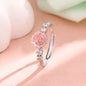 PONYKISS 925 Sterling Silver Pink Zircon Rose Flower Adjustable Rings for Women Cute Plant Fine Jewelry Minimalist Accessories