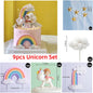 9‑Piece Unicorn Rainbow Cake Topper Set – Unicorn, Clouds, Stars & Happy Birthday Decorations for Girls’ First Birthday Party