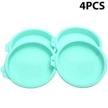 1pc/4pcs Round Silicone Cake Pan Set – Non‑Stick Rainbow Baking Molds for Pizza & Pancakes