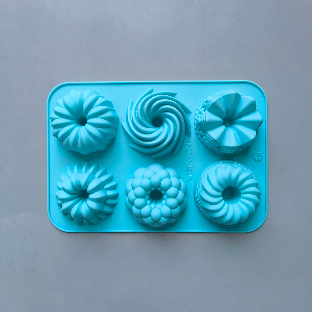 1/3pcs Silicone Donut Baking Molds,Multicolor Doughnut Pans,6-Cavity Designs Donut Flower And Swirl Shaped,Suitable for Baking