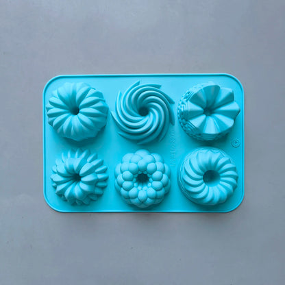 1/3pcs Silicone Donut Baking Molds,Multicolor Doughnut Pans,6-Cavity Designs Donut Flower And Swirl Shaped,Suitable for Baking