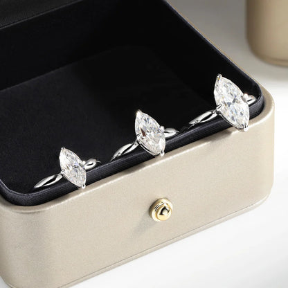 OEVAS 1CT-3CT 7*14MM Marquise Cut Moissanite Wedding Rings S925 Silver Plate 18K Gold for Women Lab Diamond Party Jewelry Gift