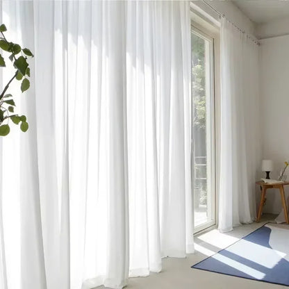 Fluttering Soft Solid White Tulle Yarn Chiffon Gauze Curtains for Living Room Bedroom Window Home Decoration Voile Drapes