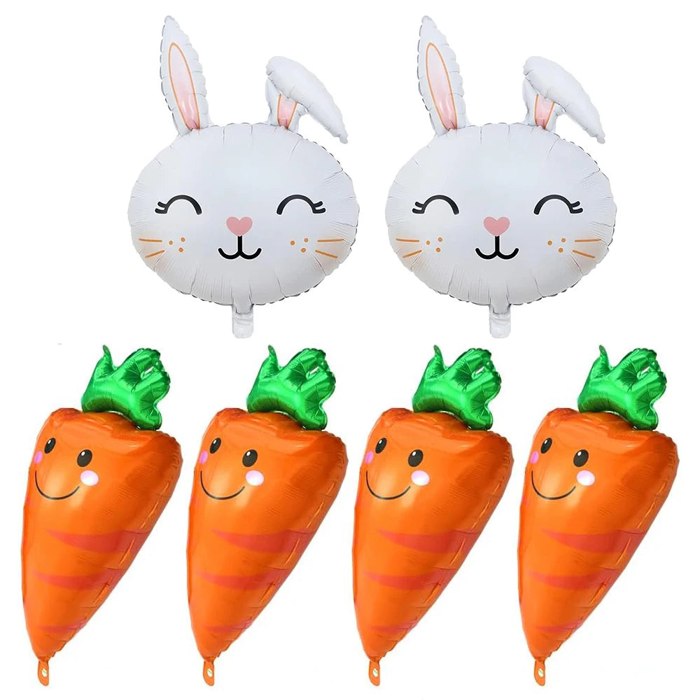 Easter Bunny Foil Balloon Cute Rabbit Chicken Egg Cartoon Carrot Foil Balloon Kids Happy Easter Gift Girl Baby Shower Decoration