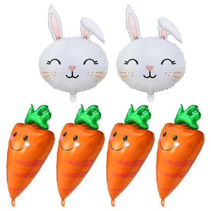 Easter Bunny Foil Balloon Cute Rabbit Chicken Egg Cartoon Carrot Foil Balloon Kids Happy Easter Gift Girl Baby Shower Decoration