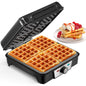 4-Slice Belgian Waffle Maker, 3 Browning Levels with Nonstick Square Waffler Iron Plates, 1200 Watts, Compact Design