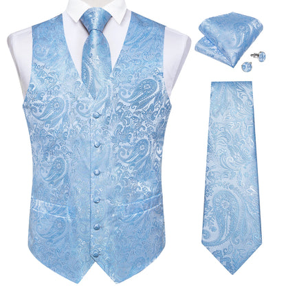 Luxury Paisley Men's Suit Vest Tuxedo Waistcoat Necktie Handkerchief Cufflink Sleeveless Jacket Vest