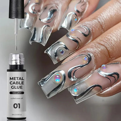 Super‑Bright Metallic Liner Gel Polish – Silver/Gold/Rose Mirror UV Nail Art (5/7/8ml)