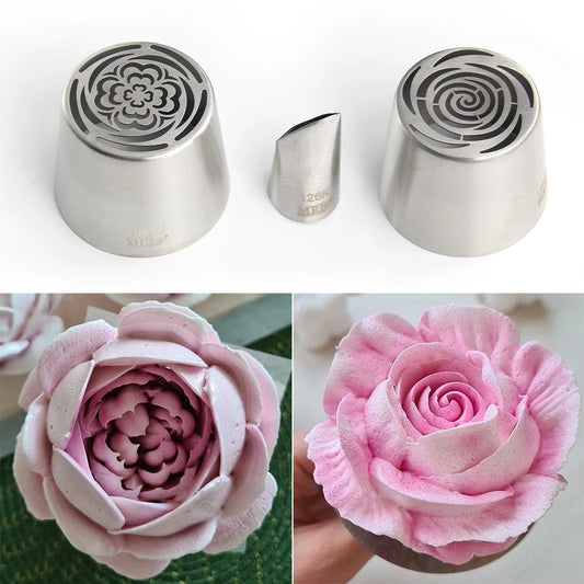 Russian pipeline flower nozzle oversize stainless steel cotton candy rose piping mouth cake decorative icing, cream bouquet DIY