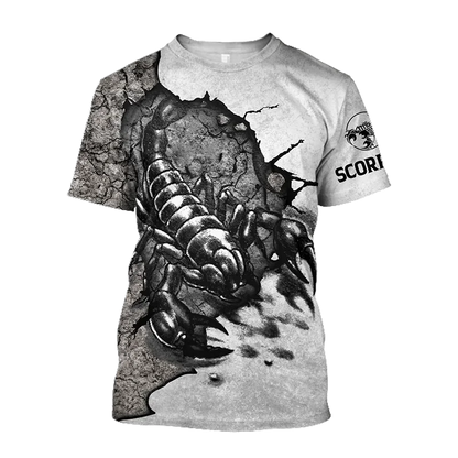 Men’s 3D Scorpion Print T‑Shirt – Summer Casual Oversized Tee