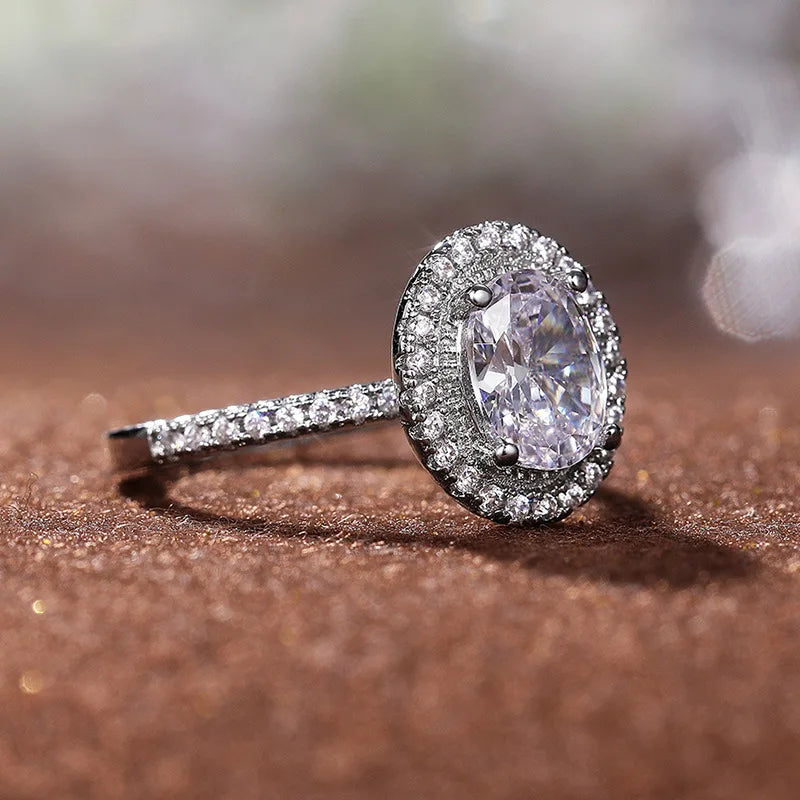 Real Moissanite 925 Sterling Silver Ring For Women Square Round 1CT 2CT 3CT Brilliant Diamond Finger Band Wedding Jewelry Gift