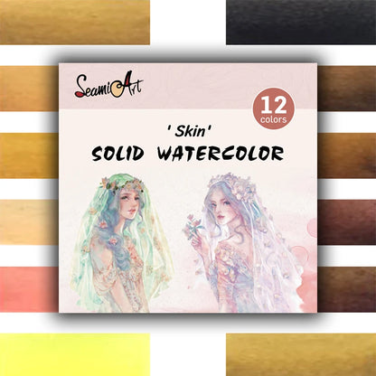 12Color Skin/Ocean/Candy/Morandi Solid Watercolor Set