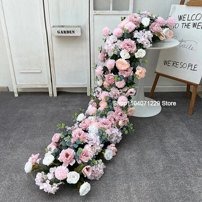 1m 2m Luxury Flower Row Runner Artificial Flowers for Table Centerpiece Wedding Decoration Mix Flowers Backdrop Wall Arches Deco