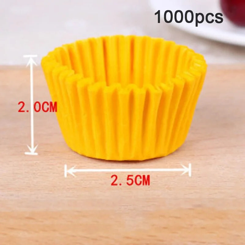 1000Pcs Mini Size Chocalate Paper Liners Baking Muffin Cake  Cups  Forms Cupcake Cases Solid Color Party Tray  Mold