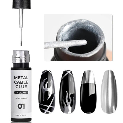 Super‑Bright Metallic Liner Gel Polish – Silver/Gold/Rose Mirror UV Nail Art (5/7/8ml)