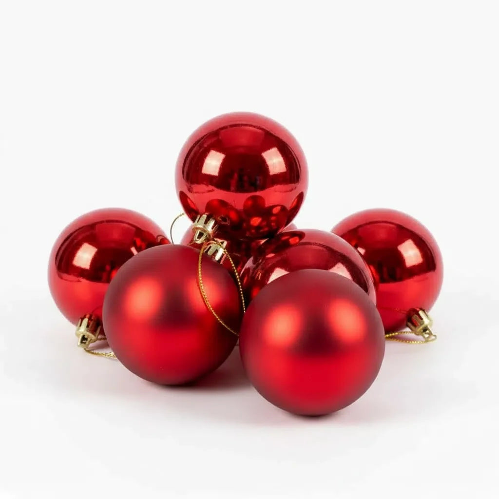 50pcs Christmas Ornaments Set - Shiny Red & Golden Decor Balls with 9 Unique Styles Perfect for Party Decorations