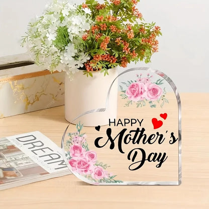 2D Flat 1pc Heart Shaped Acrylic Decorative Plaque, Birthday Gift for Mom, Happy Mother'S Day, Mother'S Day Memorial Gift