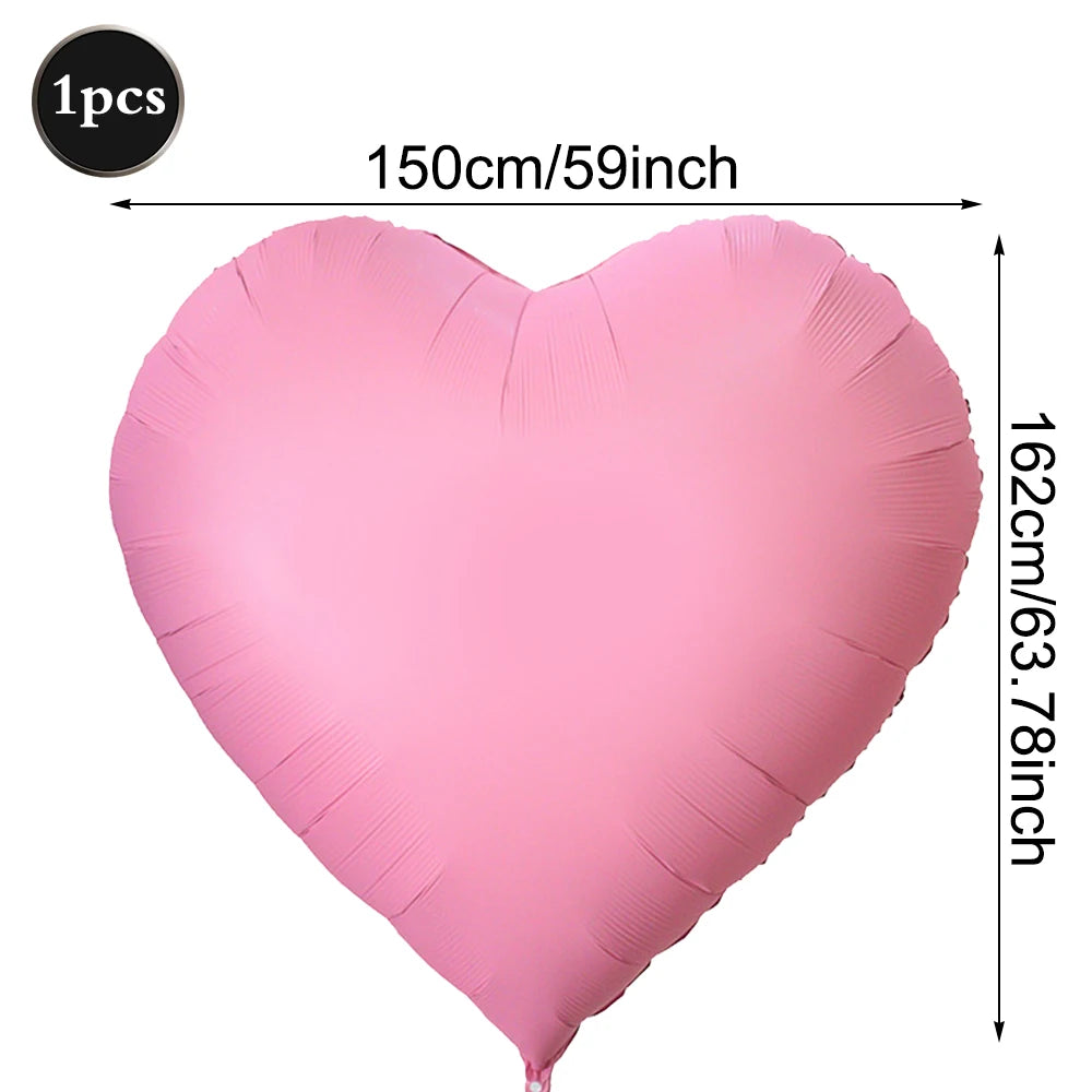 Heart-shaped Balloons 63inch Giant Foil Balloon Bright Pink Red Romantic Wedding Night Valentine's Day Anniversary Party Decor