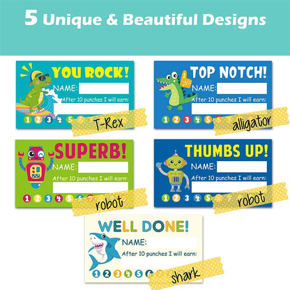 50Pcs Cartoon Kids Reward Incentive Punch Cards For Teacher