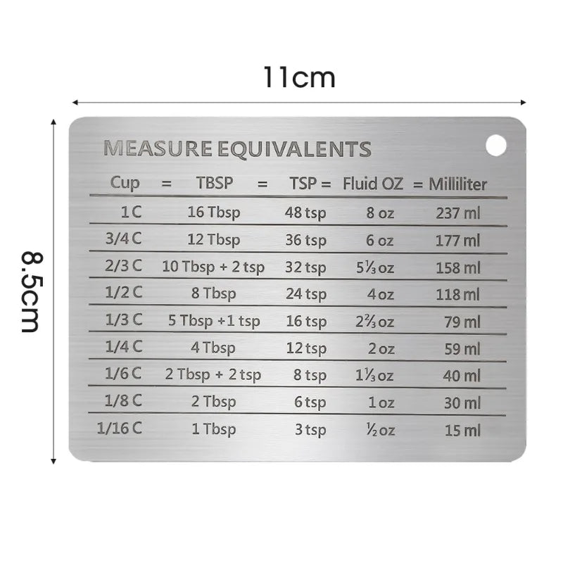 Measurement Conversion Chart Refrigerator Magnetic