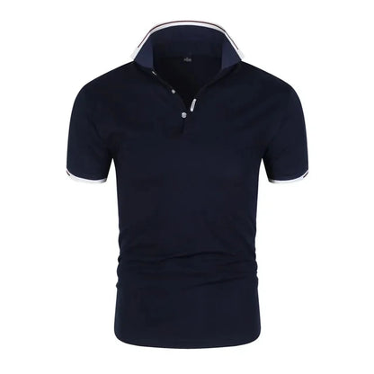 Men’s Summer Polo Shirt – Short Sleeve Contrast‑Color Casual Streetwear Collar Top