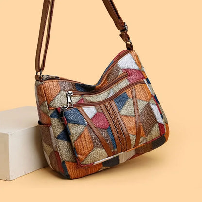 Women's Elegant Vintage Crossbody Bag Trendy HandBag Fashion Multi-pockets Shoulder Bag All-match Retro Crossbody Bag for Daily