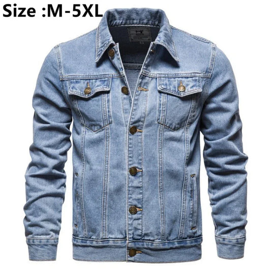 New 2025 Cotton Denim Jacket Men Casual Solid Color Lapel Single Breasted Jeans Jacket Men Autumn Slim Fit Quality Mens Jackets