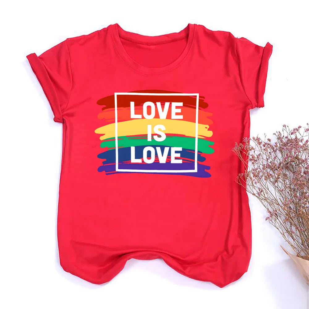 Love Is Love Print Women's T-shirt Pride Rainbow Print