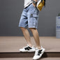 Men's Casual Loose Baggy Cowboy Pants Streetwear Cargo Summer Denim Jeans Straight Knee Length Shorts Male