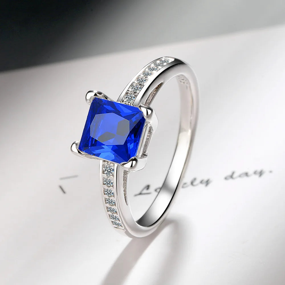 925 Sterling Silver Rings Size 5#-10# Quadrate Zircon High Quality For Women Fine Wedding  Jewelry Accessories Party Gifts