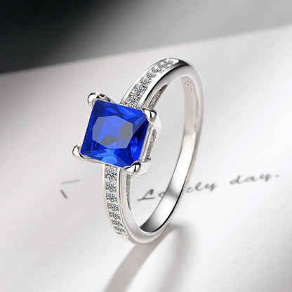925 Sterling Silver Rings Size 5#-10# Quadrate Zircon High Quality For Women Fine Wedding  Jewelry Accessories Party Gifts