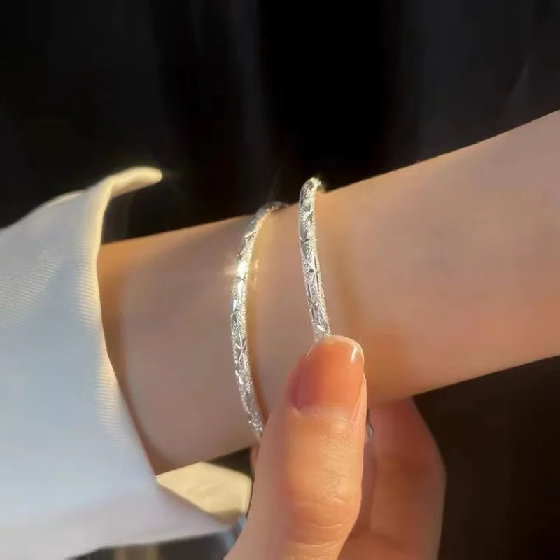 Luxury 925 Sterling Silver Bracelets For Women Vintage Original Starry Sky Carving Adjustable Bangles Party Wedding Fine Jewelry