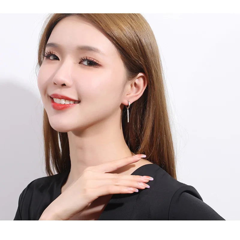 925 Sterling Silver Round Crystal Hoop Earrings For Women Elegant Wedding Party Jewelry Pendientes