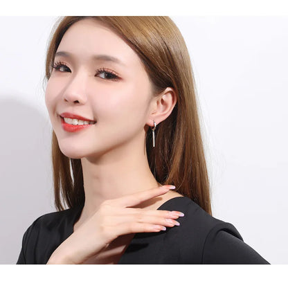 925 Sterling Silver Round Crystal Hoop Earrings For Women Elegant Wedding Party Jewelry Pendientes