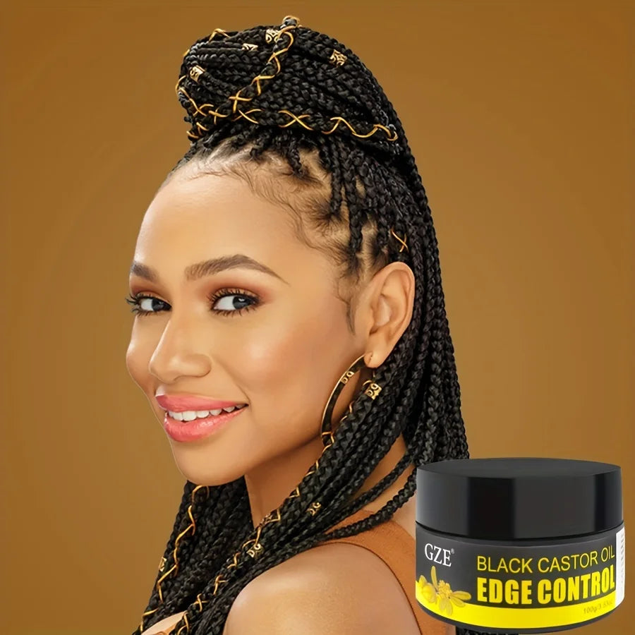 Black Castor Extra Hold Braid, Loc, Twist Gel, Tames Frizz & Edges, Coconut Oil Edge Control