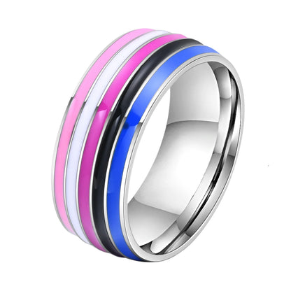 Pride Parade Lesbian Gay LGBT Pride Ring, Bisexual Non-binary Pride Multicolor Rainbow Ring, Love Promise Wedding Jewelry