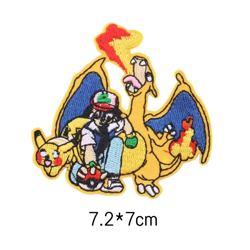 30‑Style Pokemon Embroidery Cloth Patches – Pikachu & Cartoon Iron‑On/Sew‑On Appliques for DIY Clothing