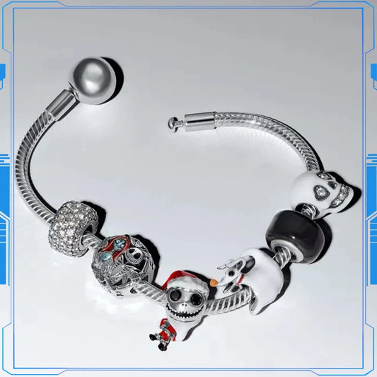 Hot Sale 925 Silver Halloween Luminous Skull Charm Suitable for 925 Sterling Silver Bracelet Keychain DIY Holiday Gift