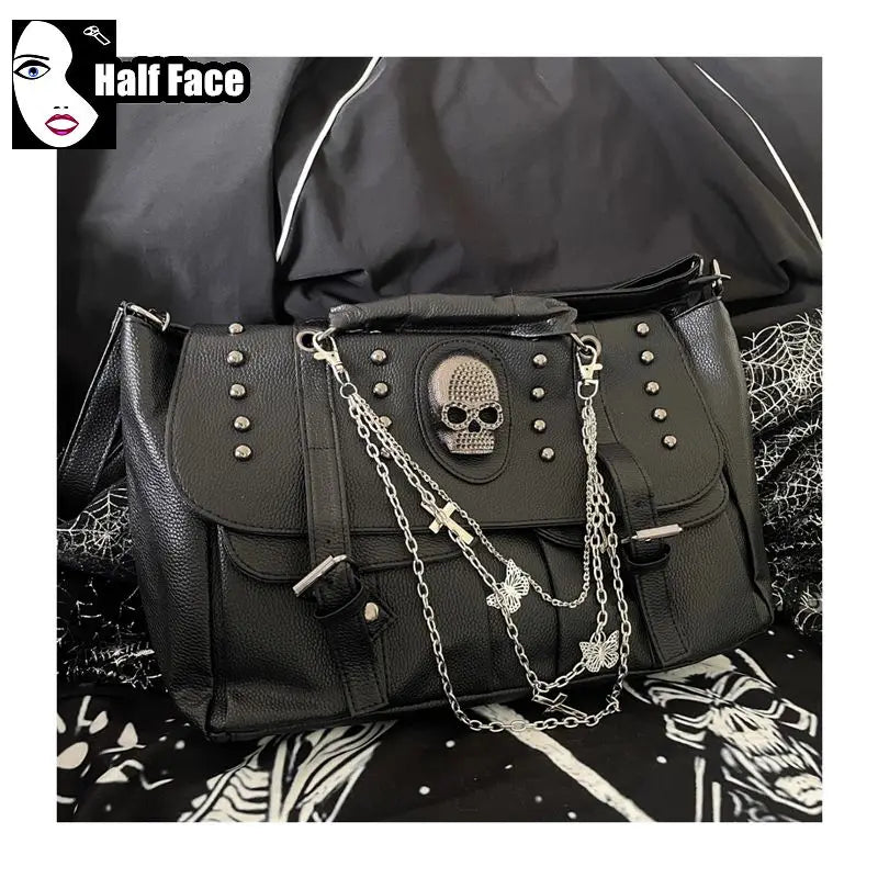 Harajuku Punk Skeleton Chain Bag – Spicy Girls Gothic Lolita One‑Shoulder Crossbody Tote