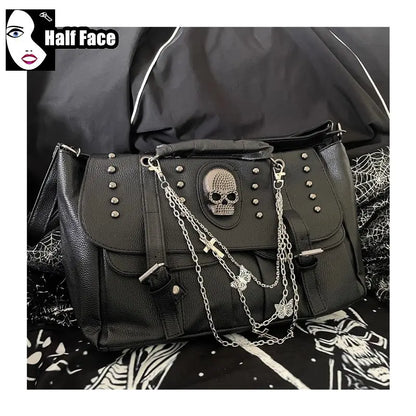 Harajuku Punk Skeleton Chain Bag – Spicy Girls Gothic Lolita One‑Shoulder Crossbody Tote