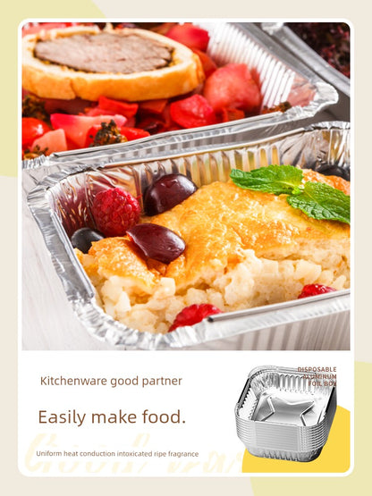 Square Disposable Aluminum Foil Box Tin Foil Bowl Deep Frying Pan