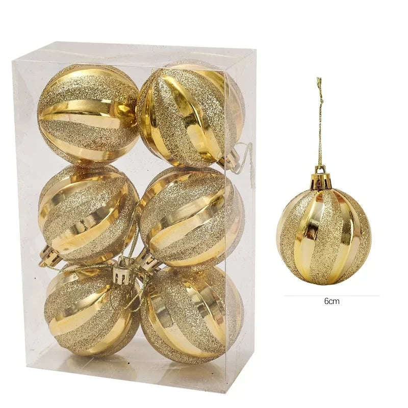 Gold Silver Red Shiny Christmas Balls Xmas Tree Hanging 6cm Large Ball Pendant New Year Gifts Christmas Home Party Decorations