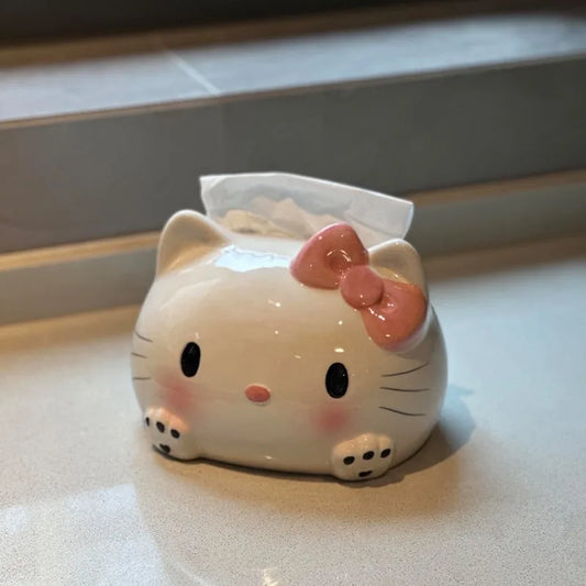 Sanrio Hello Kitty Tissue Box Cute Cartoon New Style Cardboard Box Family Ornaments Daily Necessities Kawaii Hot Sale Creative